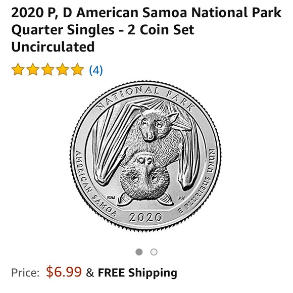 Set of 5 - 2020 American Samoa “Bat Quarter” 🦇 - Picture 3 of 3